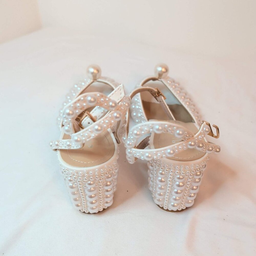 Sacaria Pearl Embellished Strappy Wedding Block Heels - Picture 6 of 11